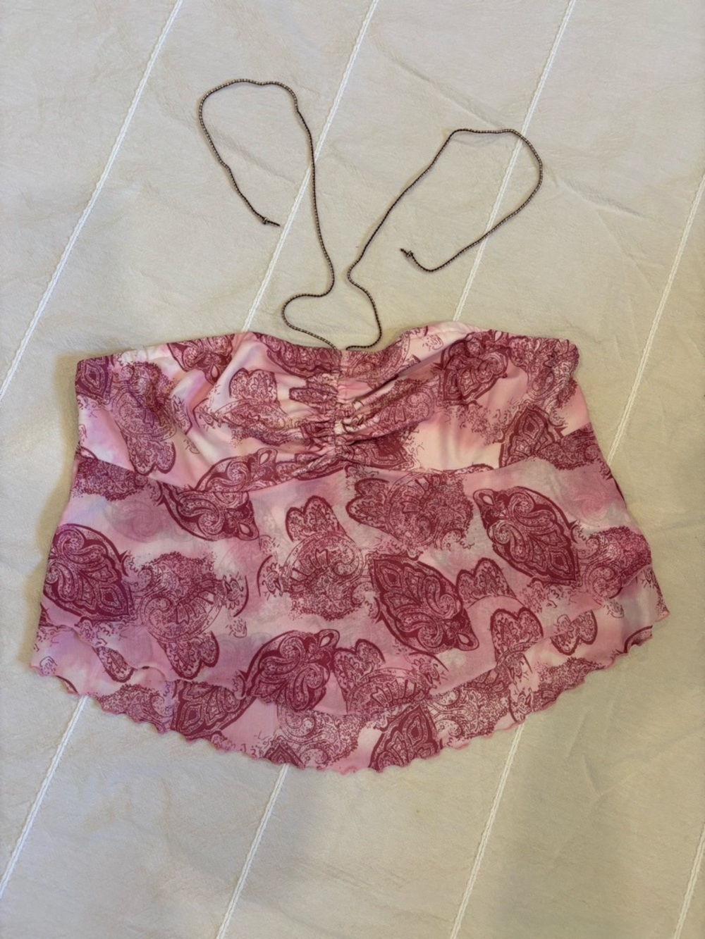 ROMWE Pink Paisley Print Crop Top